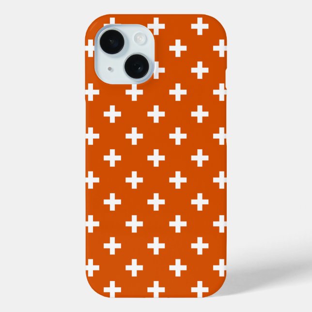 White polka crosses on burnt orange Case-Mate iPhone case (Back)