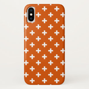 White polka crosses on burnt orange Case-Mate iPhone case