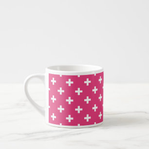 White polka crosses on fuchsia espresso cup