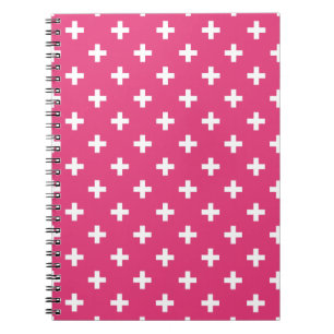 White polka crosses on fuchsia notebook