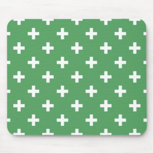 White polka crosses on green mouse pad