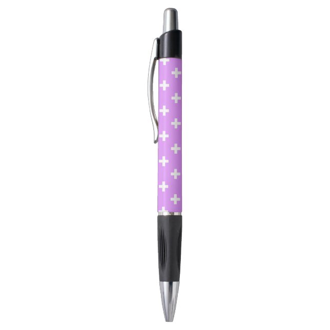 White polka crosses on lilac (Top (Vertical))