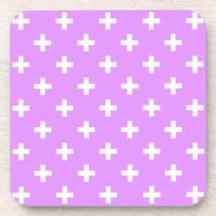 White polka crosses on lilac coaster