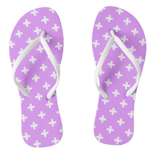 White polka crosses on lilac jandals