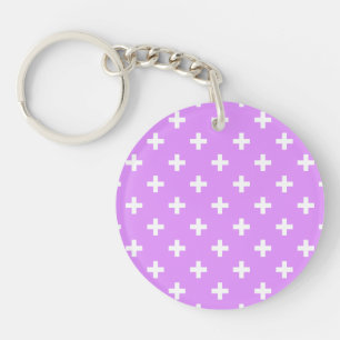 White polka crosses on lilac key ring