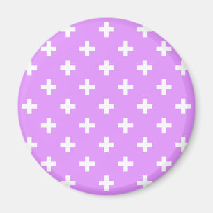 White polka crosses on lilac magnet