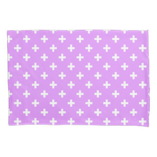 White polka crosses on lilac pillowcase