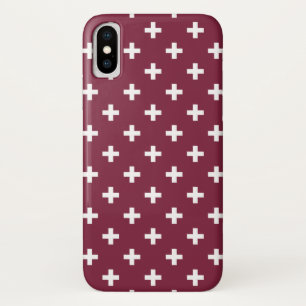White polka crosses on mulberry Case-Mate iPhone case
