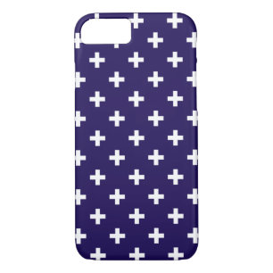 White polka crosses on navy blue Case-Mate iPhone case