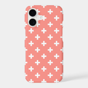 White polka crosses on peach