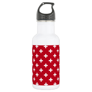 White polka crosses on red 532 ml water bottle