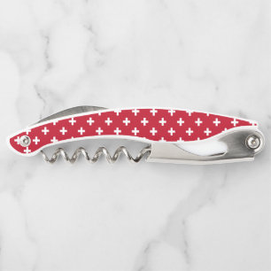White polka crosses on red corkscrew