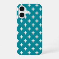 White polka crosses on teal