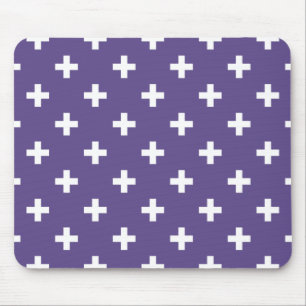 White polka crosses on ultra violet mouse pad