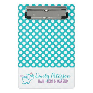White Polka Dot And Turquoise Background Mini Clipboard