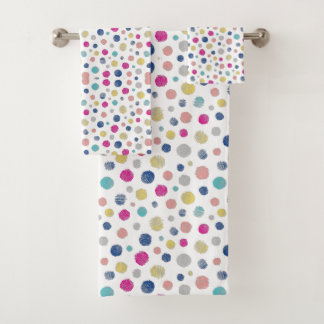 white Polka Dot  Bath Towel Set