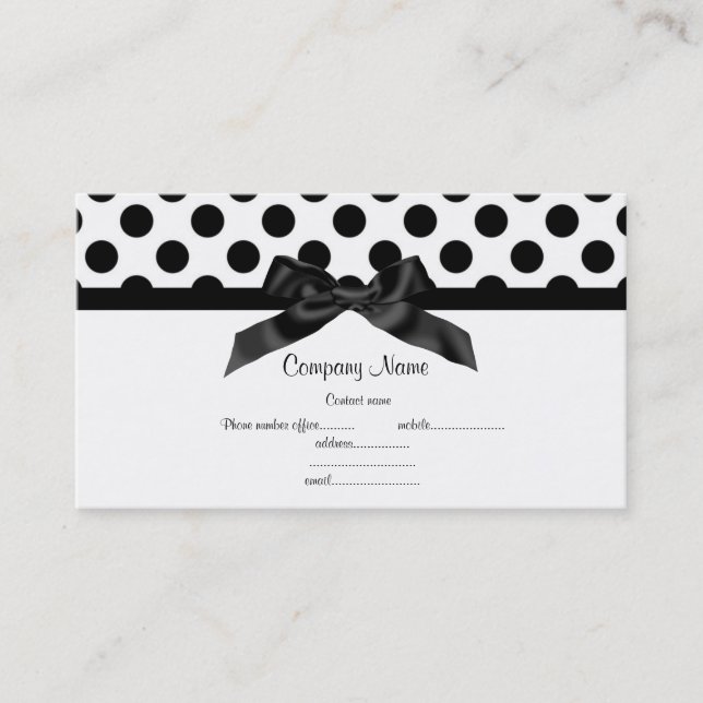 WHITE POLKA DOT BOW BUSINESS CARD (Front)