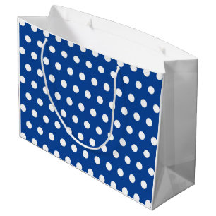 White Polka Dot on Blue Background      Large Gift Bag