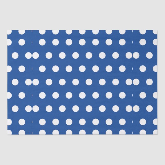 White Polka Dot on Blue Background   Tissue Paper (Front)