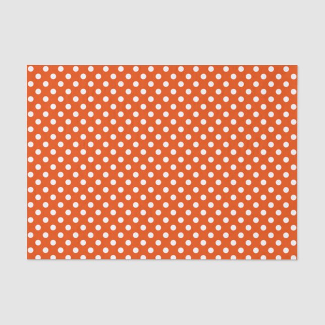 White Polka Dot on Bright Orange Tissue Paper (Front)
