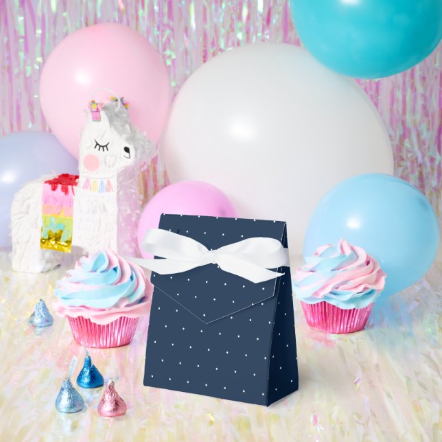 White Polka Dot on Classic Navy Blue Tent Favour Box (Party)
