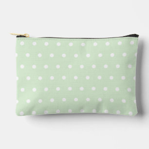 White Polka Dot on Milky Jade Green Accessory Pouch