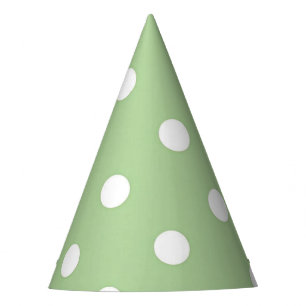 White Polka Dot on Pastel Green Party Hat
