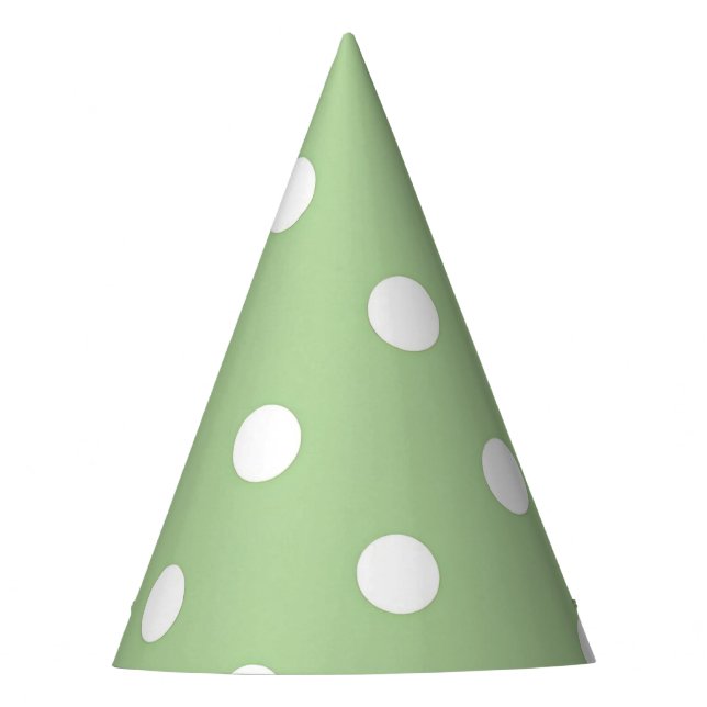 White Polka Dot on Pastel Green Party Hat (Front)