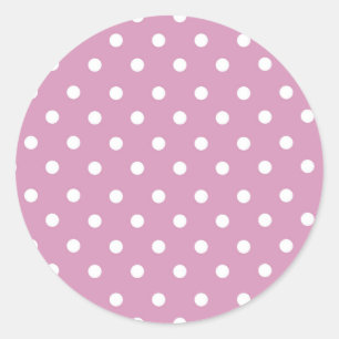 white polka dot on pink background classic round sticker