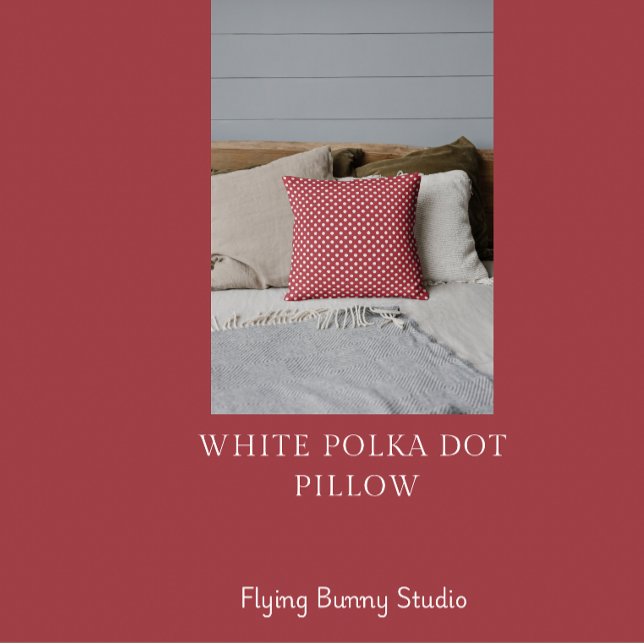 White Polka Dot On Red Throw Pillow (Creator Uploaded)