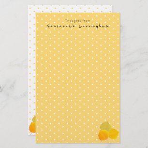 White Polka Dot Pattern Autumn Leaves Custom Name  Stationery
