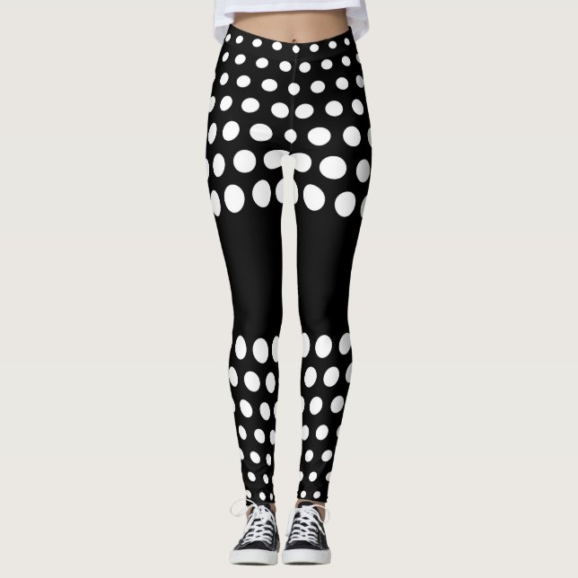 White Polka Dot Pattern Leggings (Front)