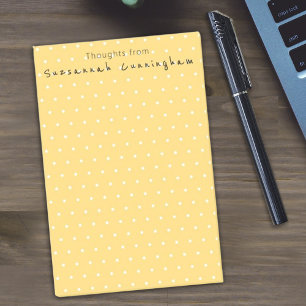 White Polka Dot Pattern On Yellow Custom Text Post-it Notes