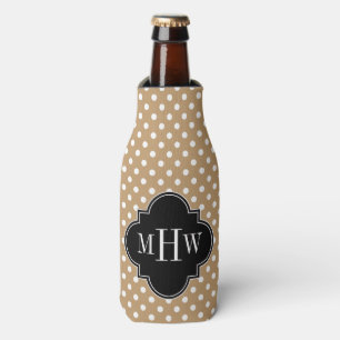 White Polka Dots 3I Monogram Bottle Cooler