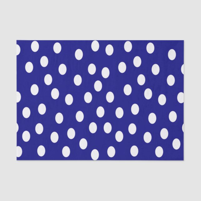 White Polka Dots Blue Tissue Paper (Front)