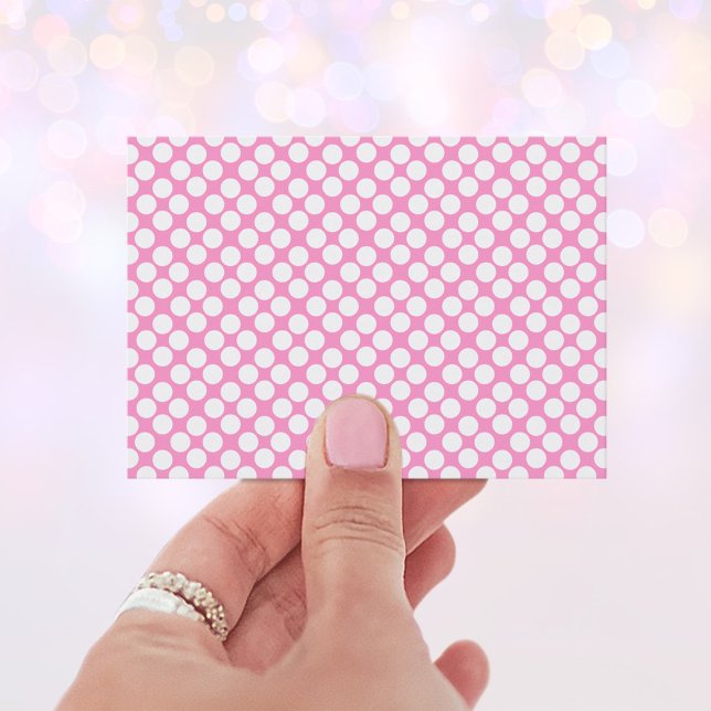 White Polka Dots Business Card (Pink and white polka dot business cards.)