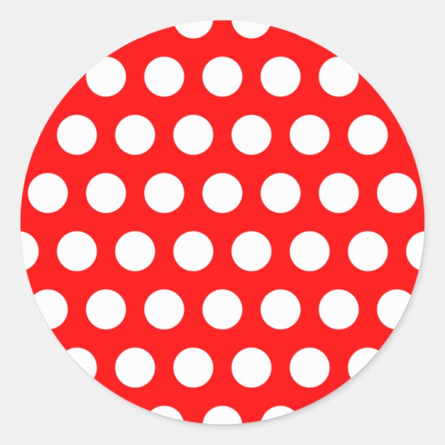 White Polka Dots Classic Round Sticker (Front)