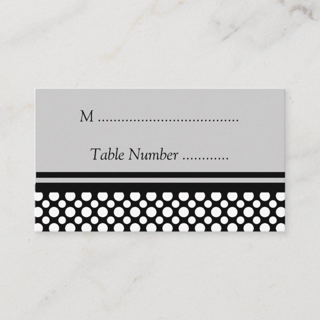 White Polka Dots Custom Table Cards (Front)