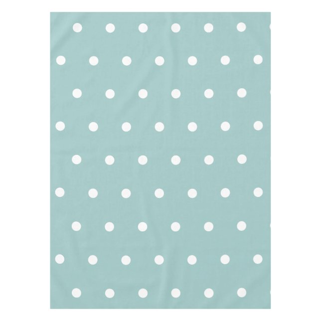 White Polka Dots Eggshell Blue Geometric Patterns Tablecloth (Front)