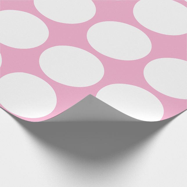 White Polka Dots Geometric Pattern Light Pink Wrapping Paper (Corner)