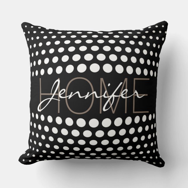 White polka dots home monogram cushion (Front)