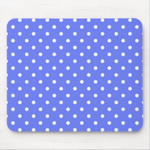 white polka dots in blue background. mouse pad