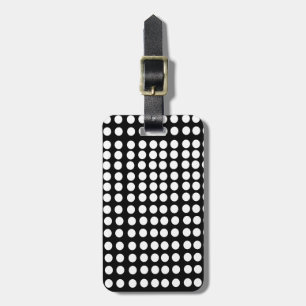 White Polka Dots Luggage Tag w/ leather strap
