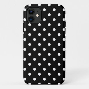 White polka dots medium on black Case-Mate iPhone case