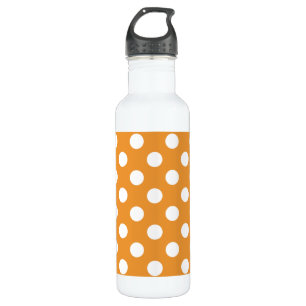 White polka dots on amber 710 ml water bottle