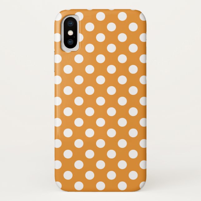 White polka dots on amber Case-Mate iPhone case (Back)