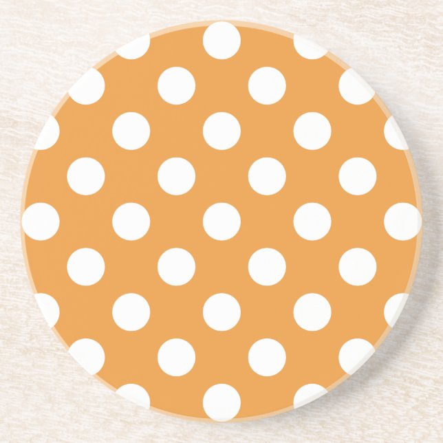 White polka dots on amber coaster (Front)