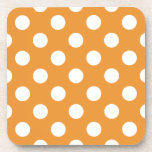 White polka dots on amber coaster<br><div class="desc">White polka dots on amber</div>