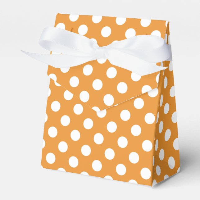 White polka dots on amber favour box (Front Side)