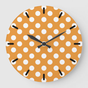 White polka dots on amber large clock